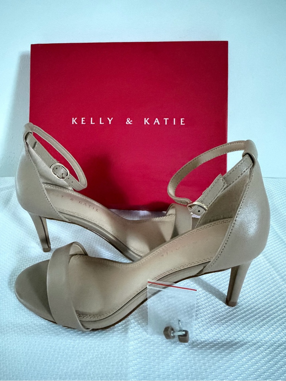 Kelly & Katie Deep Beige Open-Toe Ankle-Strap 3 inch Heels